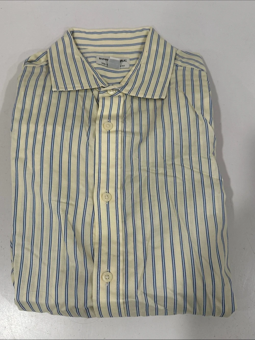 Banana Republic Cream Shirt with Blue Stripes